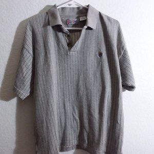 Extreme Brand Men's Polo Gray Striped 100% Cotton